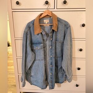 Universal Thread Oversized Jean Shacket, Corduroy Collar – XL